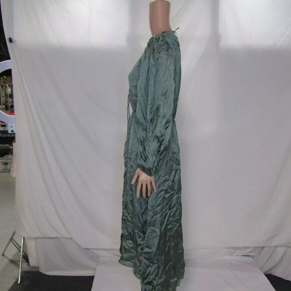 NEW MAJE Womens Satin Look Maxi Dress Size M/IT 38 Emerald Green - Picture 6 of 16